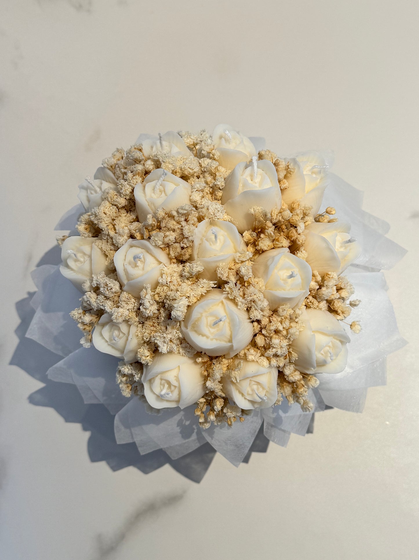 Kerzen-Tulpenstrauß in weiß